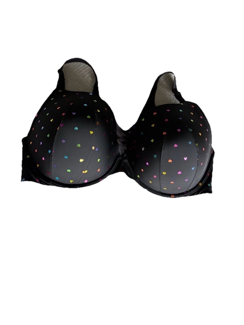 torrid XO Black Full Coverage Bra with Multicolor Heart Print